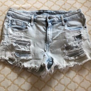 Mossimo High Rise Denim Distressed Shorts, Sz 14